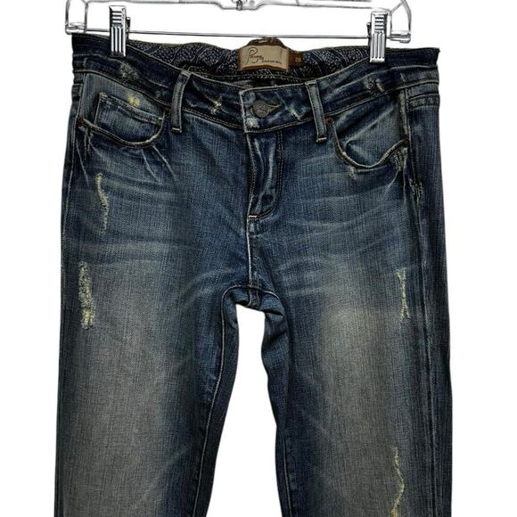 NWOT Rare Paige Laurel Canyon Distressed Flare Leg Jeans Size 28 - Picture 3 of 16